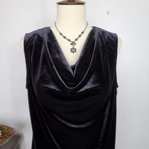 LUXE Velvet Look Drape Neck Dress Up or Down Career Top Size XS - Picture 2 of 6